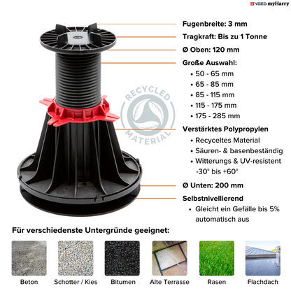 Stelzlager selbstnivellierend 85-115mm für Terrassenplatten YEED