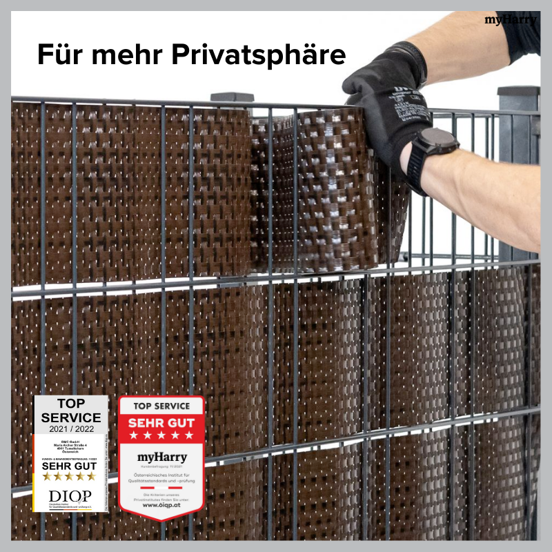 Rattan Sichtschutzstreifen Braun/Schwarz RD06 255cm